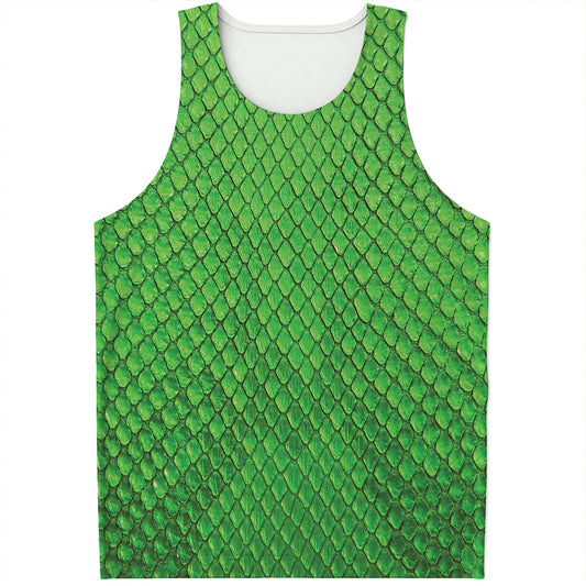 Green Python Snakeskin Print Men's Tank Top