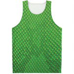 Green Python Snakeskin Print Men's Tank Top