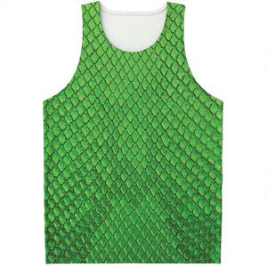 Green Python Snakeskin Print Men's Tank Top