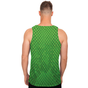 Green Python Snakeskin Print Men's Tank Top