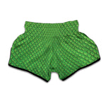 Green Python Snakeskin Print Muay Thai Boxing Shorts