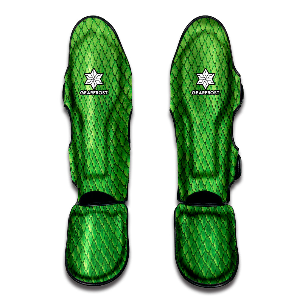 Green Python Snakeskin Print Muay Thai Shin Guard