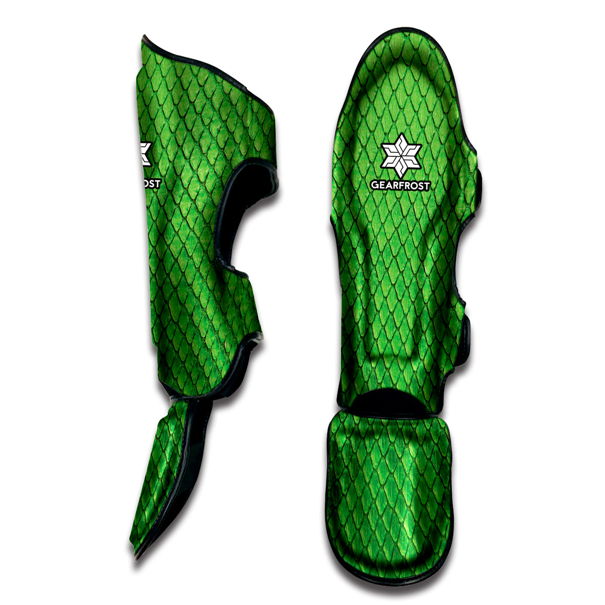 Green Python Snakeskin Print Muay Thai Shin Guard