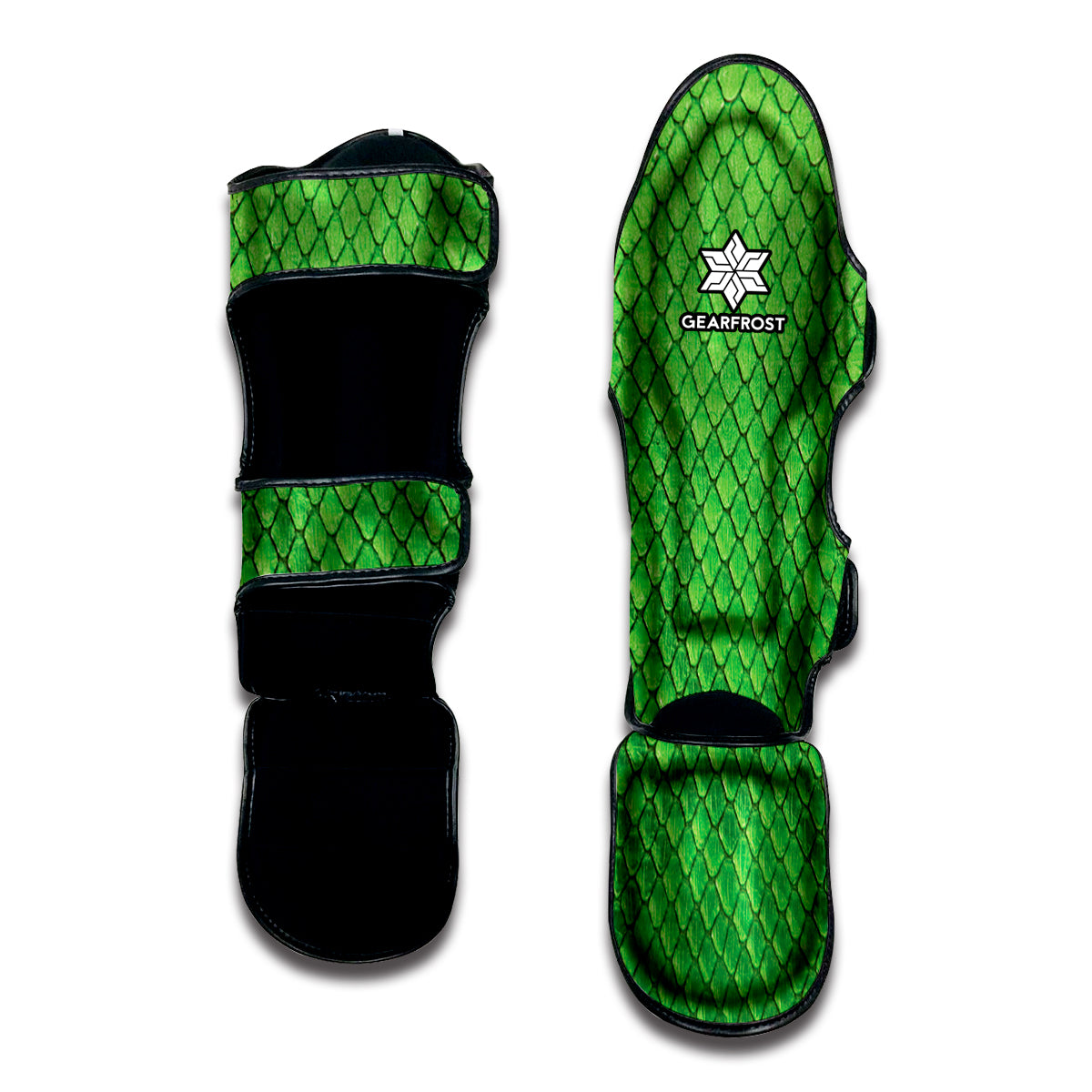 Green Python Snakeskin Print Muay Thai Shin Guard