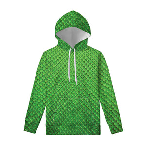 Green Python Snakeskin Print Pullover Hoodie