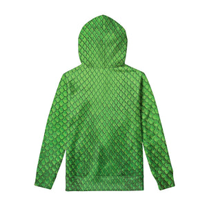 Green Python Snakeskin Print Pullover Hoodie