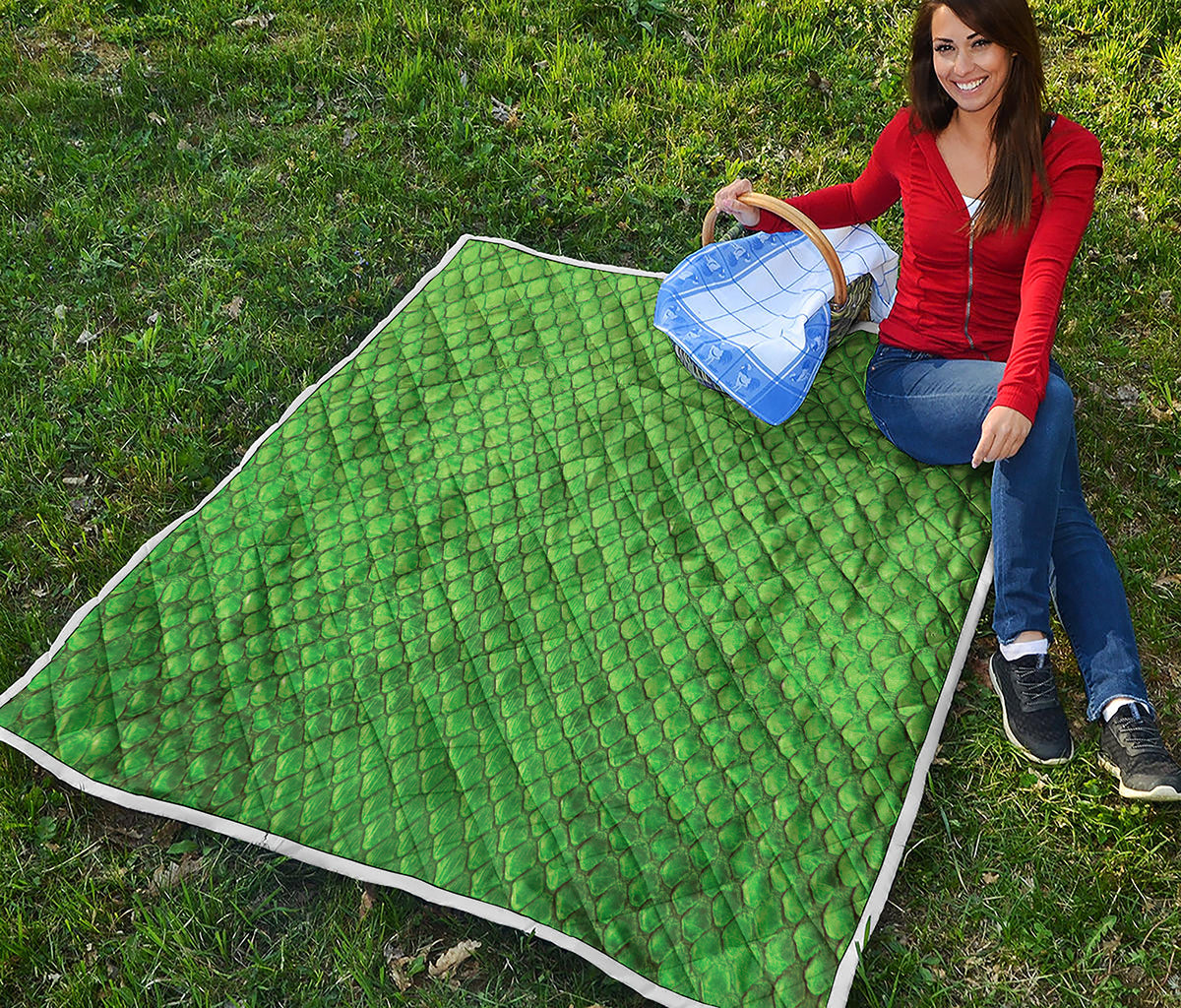 Green Python Snakeskin Print Quilt