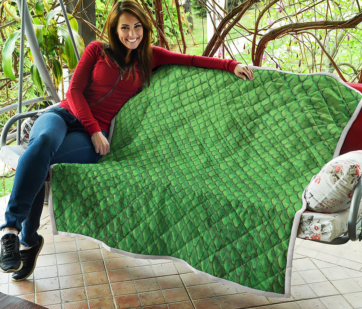Green Python Snakeskin Print Quilt