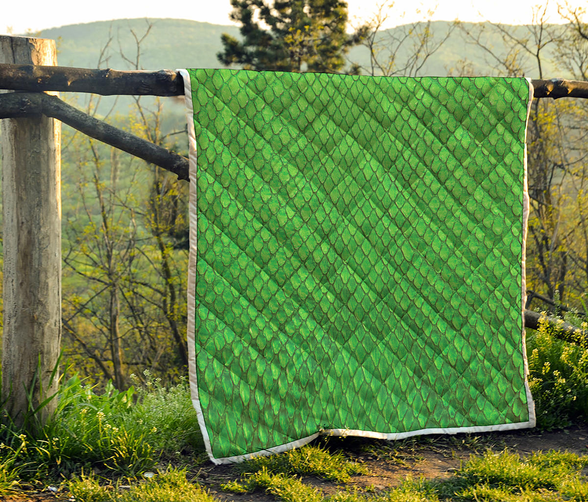 Green Python Snakeskin Print Quilt