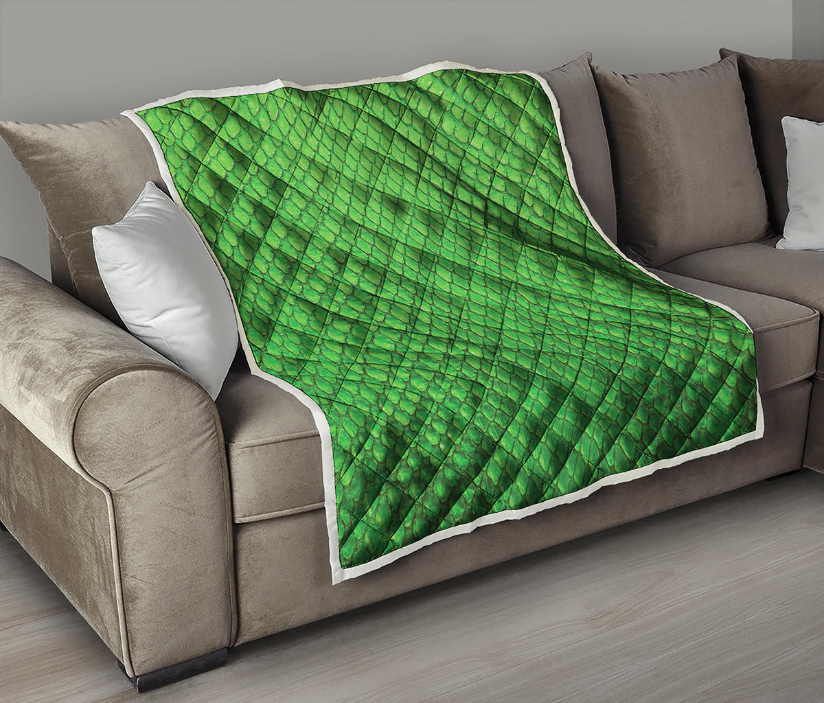 Green Python Snakeskin Print Quilt