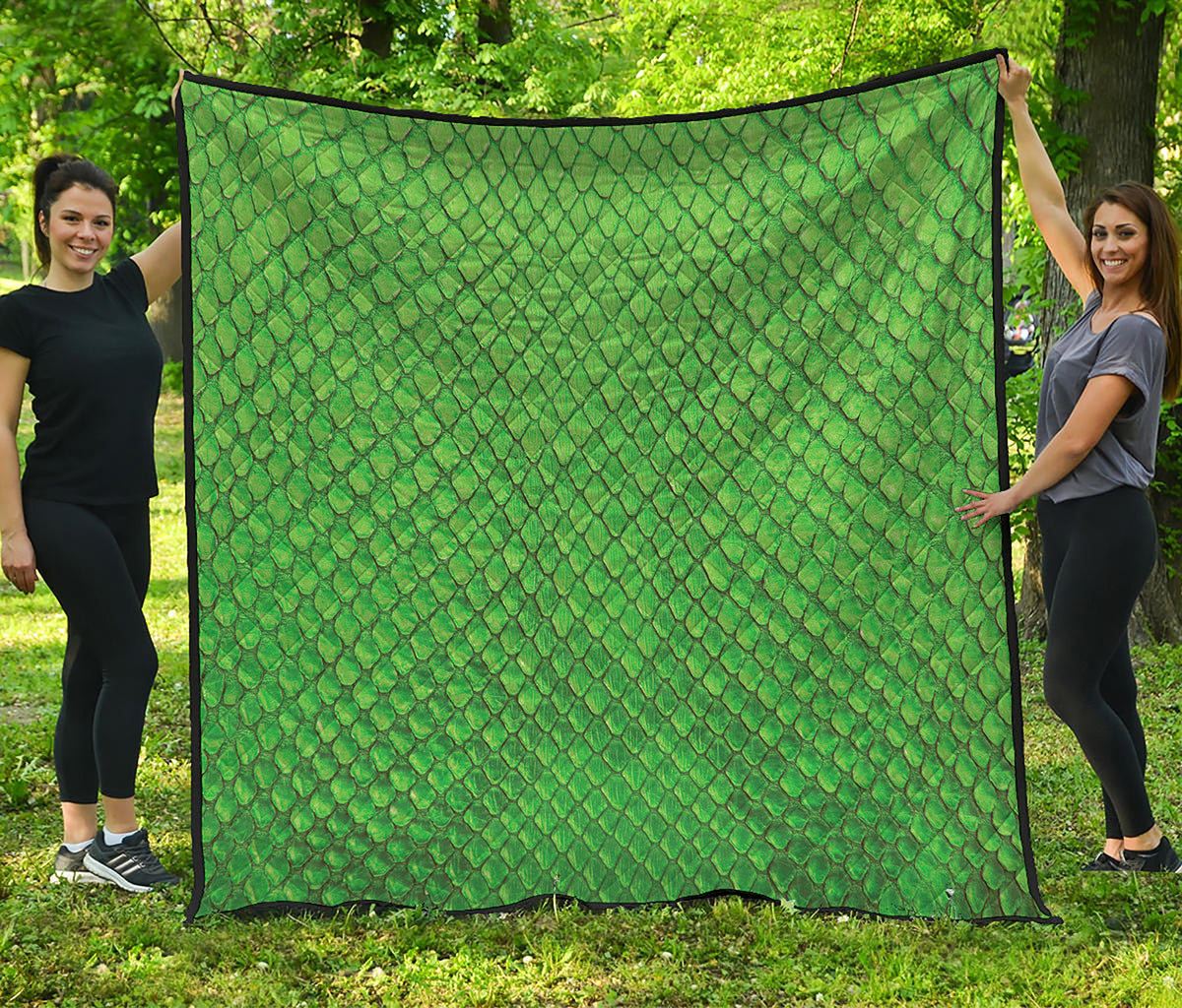Green Python Snakeskin Print Quilt