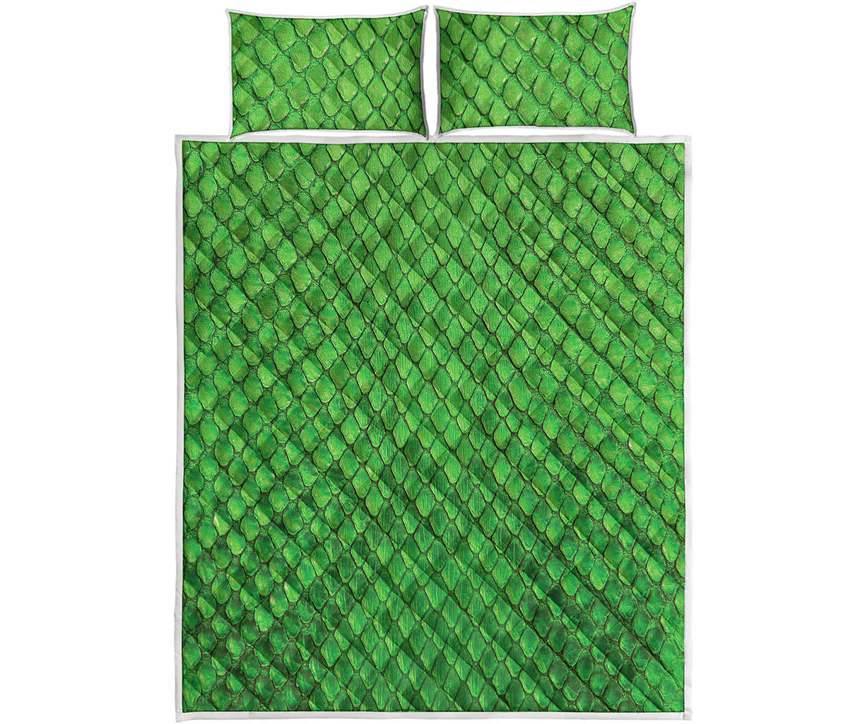 Green Python Snakeskin Print Quilt Bed Set
