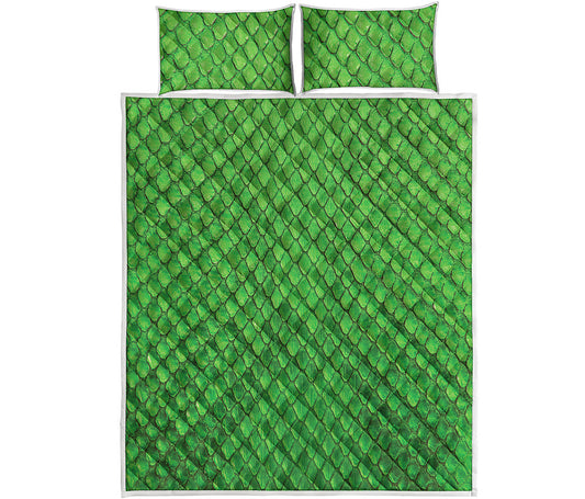 Green Python Snakeskin Print Quilt Bed Set