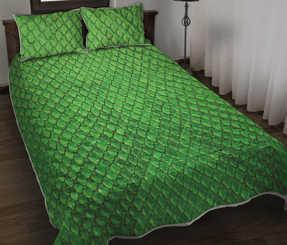 Green Python Snakeskin Print Quilt Bed Set
