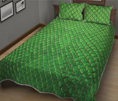 Green Python Snakeskin Print Quilt Bed Set