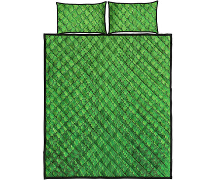 Green Python Snakeskin Print Quilt Bed Set
