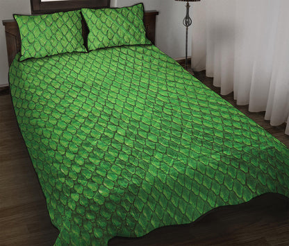 Green Python Snakeskin Print Quilt Bed Set