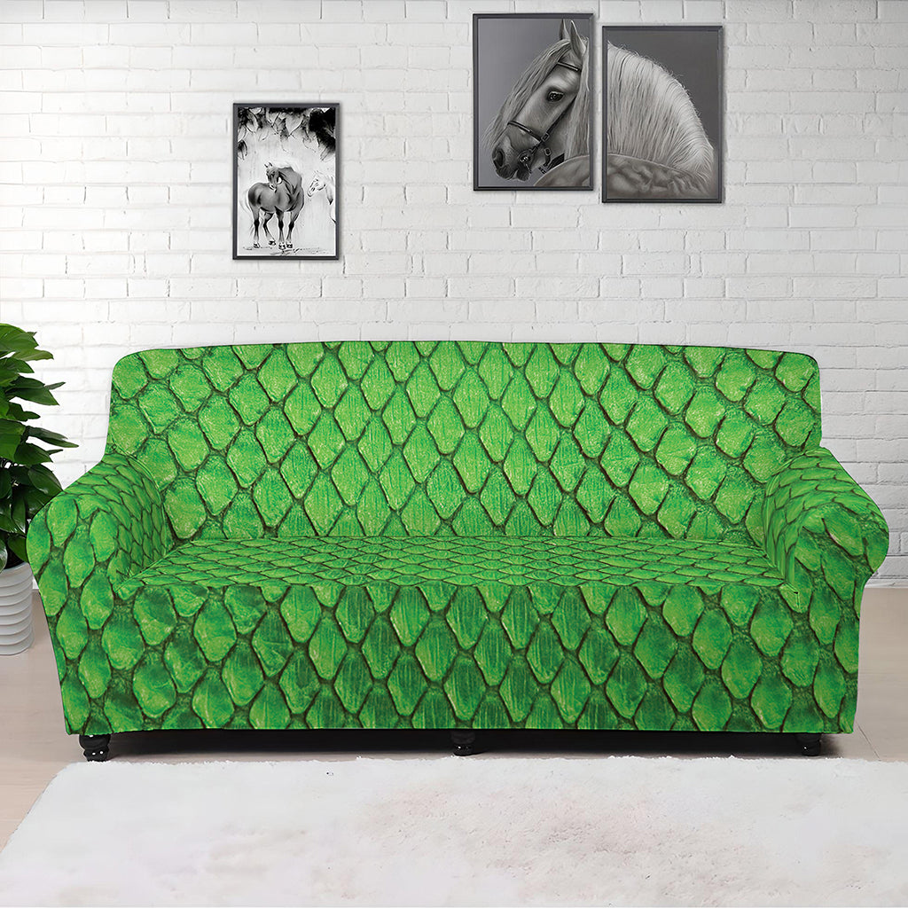 Green Python Snakeskin Print Sofa Cover