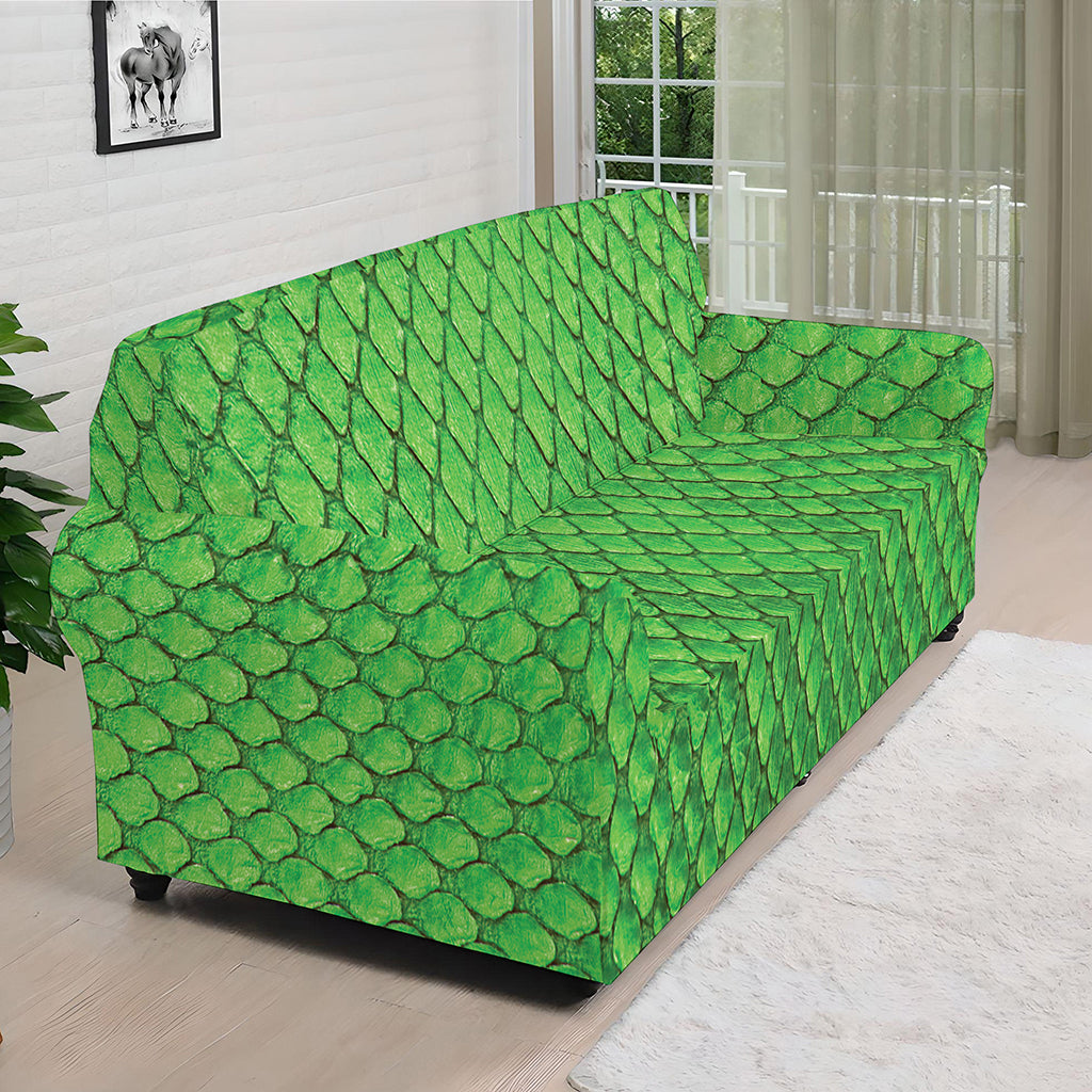 Green Python Snakeskin Print Sofa Cover