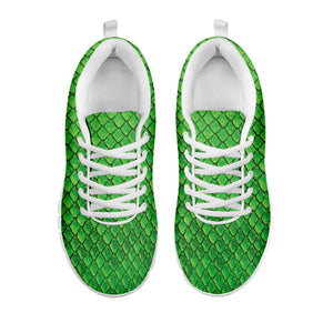 Green Python Snakeskin Print White Sneakers