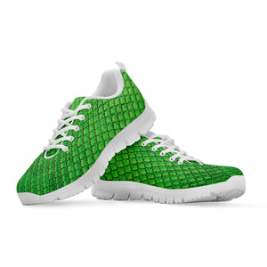 Green Python Snakeskin Print White Sneakers