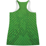 Green Python Snakeskin Print Women's Racerback Tank Top