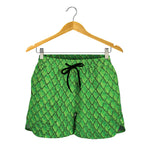 Green Python Snakeskin Print Women's Shorts