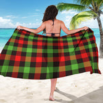 Green Red And Black Buffalo Plaid Print Beach Sarong Wrap