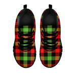 Green Red And Black Buffalo Plaid Print Black Sneakers