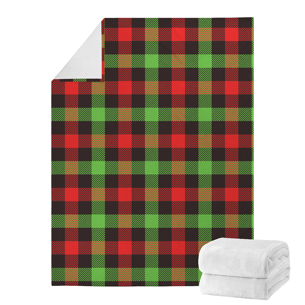 Green Red And Black Buffalo Plaid Print Blanket