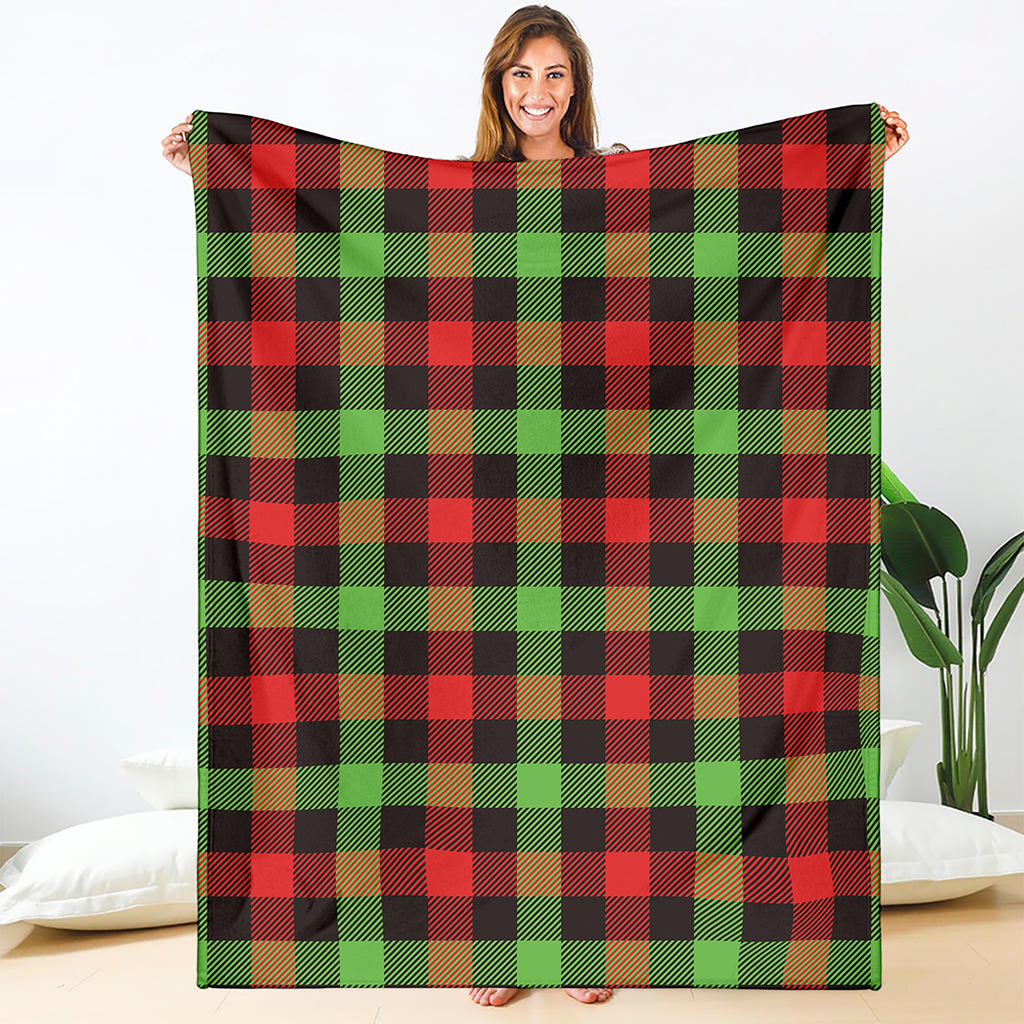 Green Red And Black Buffalo Plaid Print Blanket