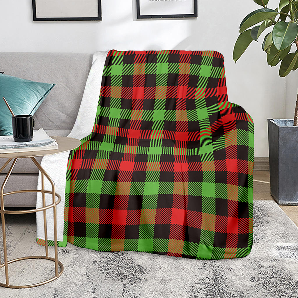 Green Red And Black Buffalo Plaid Print Blanket