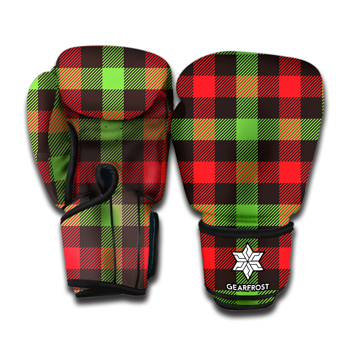 Green Red And Black Buffalo Plaid Print Boxing Gloves