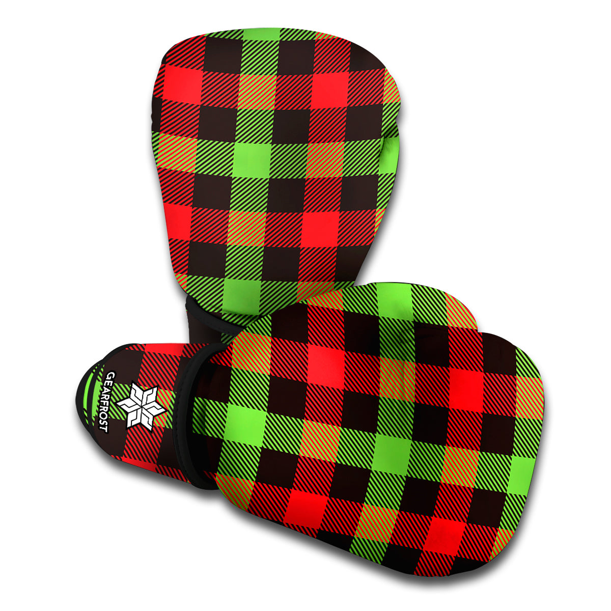Green Red And Black Buffalo Plaid Print Boxing Gloves
