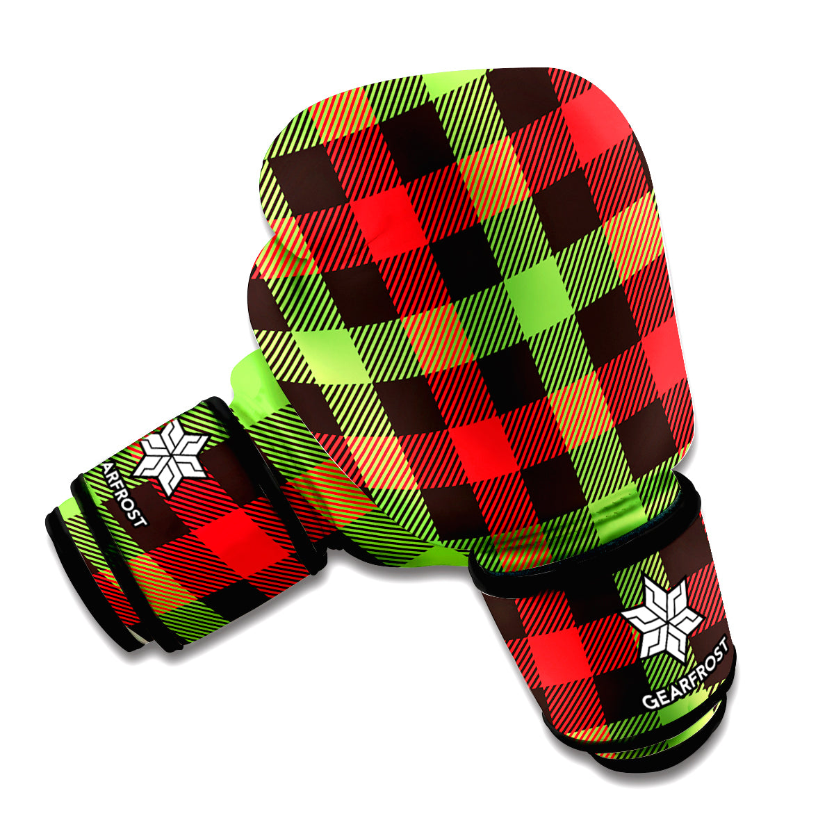 Green Red And Black Buffalo Plaid Print Boxing Gloves