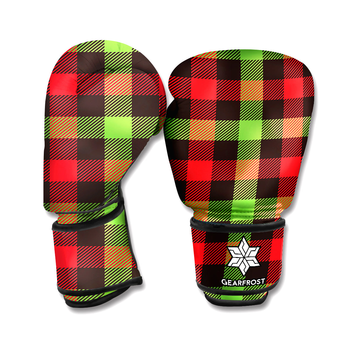 Green Red And Black Buffalo Plaid Print Boxing Gloves