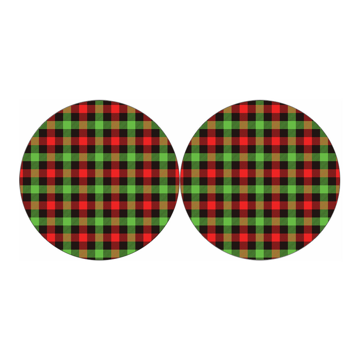 Green Red And Black Buffalo Plaid Print Car Coasters