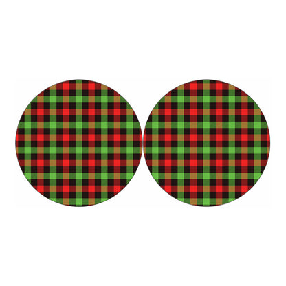 Green Red And Black Buffalo Plaid Print Car Coasters