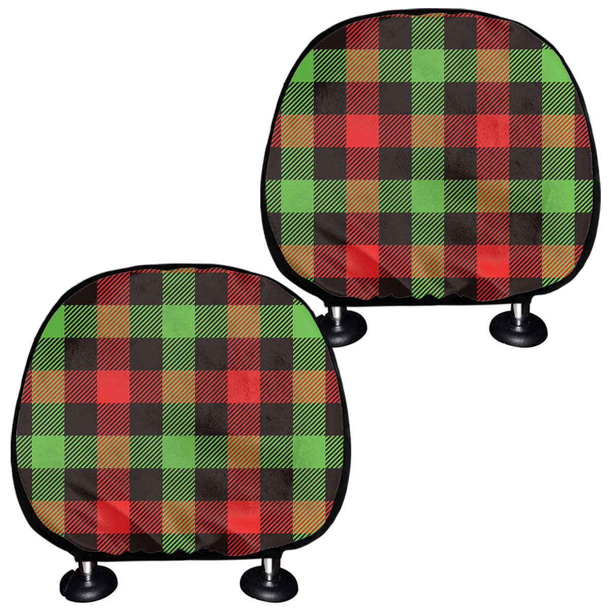 Green Red And Black Buffalo Plaid Print Car Headrest Covers