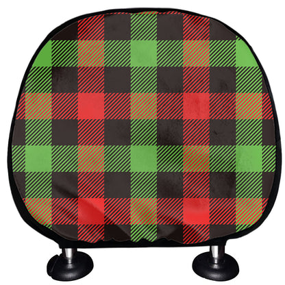 Green Red And Black Buffalo Plaid Print Car Headrest Covers