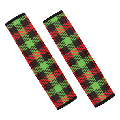 Green Red And Black Buffalo Plaid Print Car Seat Belt Covers