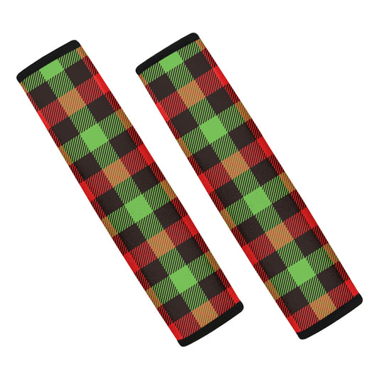 Green Red And Black Buffalo Plaid Print Car Seat Belt Covers