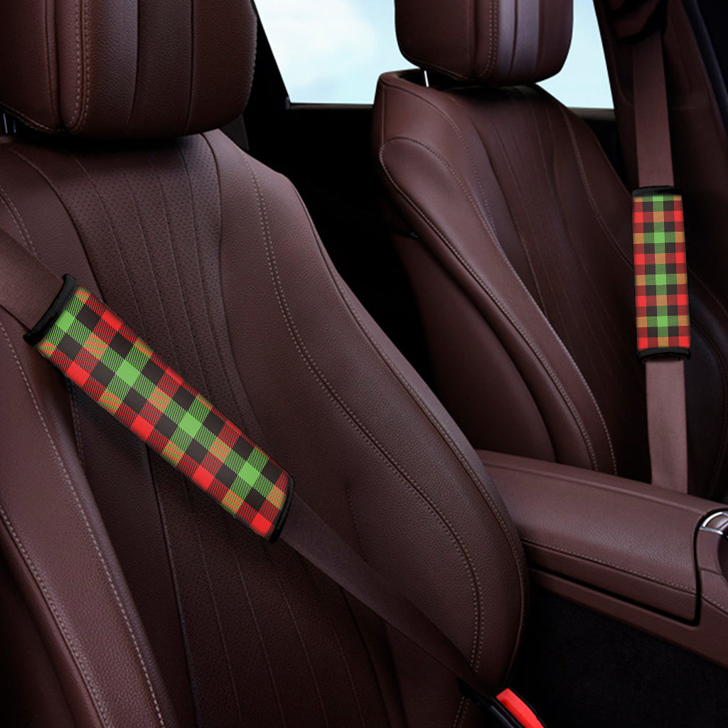 Green Red And Black Buffalo Plaid Print Car Seat Belt Covers