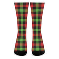 Green Red And Black Buffalo Plaid Print Crew Socks