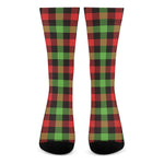 Green Red And Black Buffalo Plaid Print Crew Socks