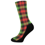 Green Red And Black Buffalo Plaid Print Crew Socks