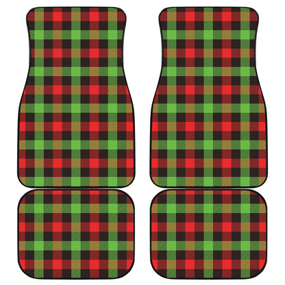 Green Red And Black Buffalo Plaid Print Front and Back Car Floor Mats