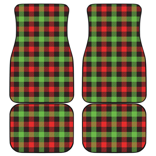 Green Red And Black Buffalo Plaid Print Front and Back Car Floor Mats