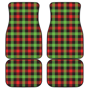 Green Red And Black Buffalo Plaid Print Front and Back Car Floor Mats