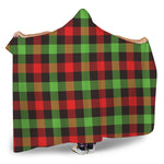 Green Red And Black Buffalo Plaid Print Hooded Blanket
